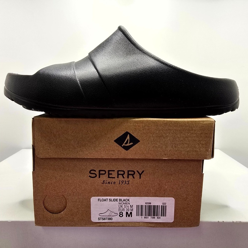 Sperry Windward Float Slide STS87380 Womens 8 M Sandal Black Comfort Slip On